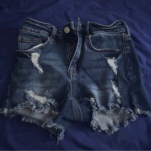 Wax Jean Dark Blue Distressed Shorts